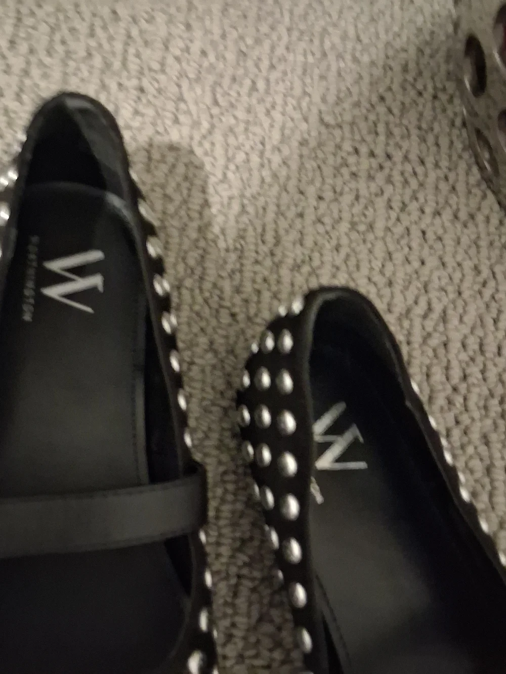 Worthington Black Mary Jane Flats with Silver Studs